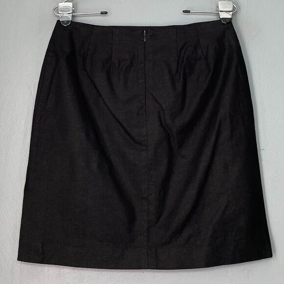 Harris Wallace Skirt Size 10 Petite Short Linen Minimalist Dark Career Vacation - Picture 2 of 5